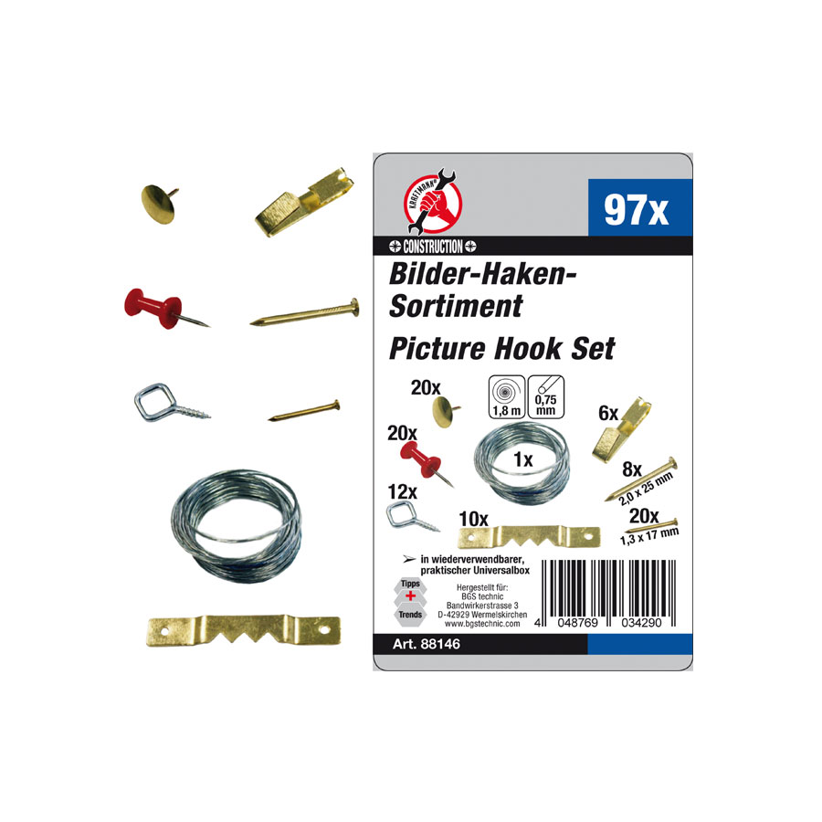 Aufhänge-Haken-Set für Bilder, 97-tlg.