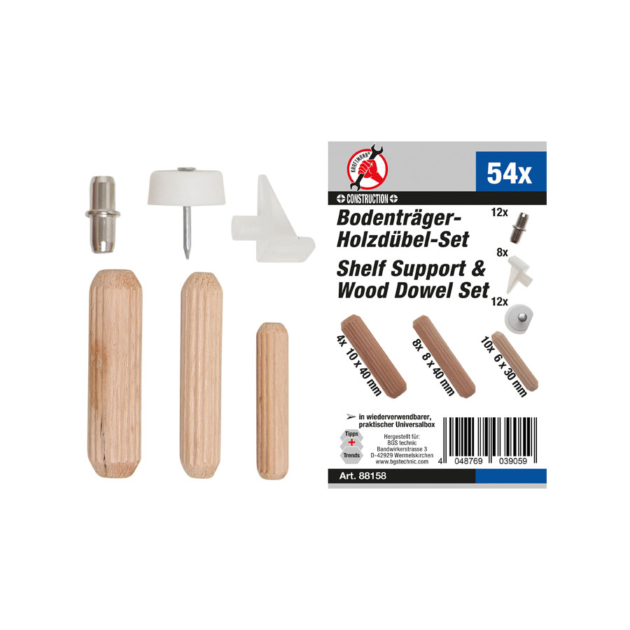 Holzdübel / Bodenträger-Set 54-tlg.