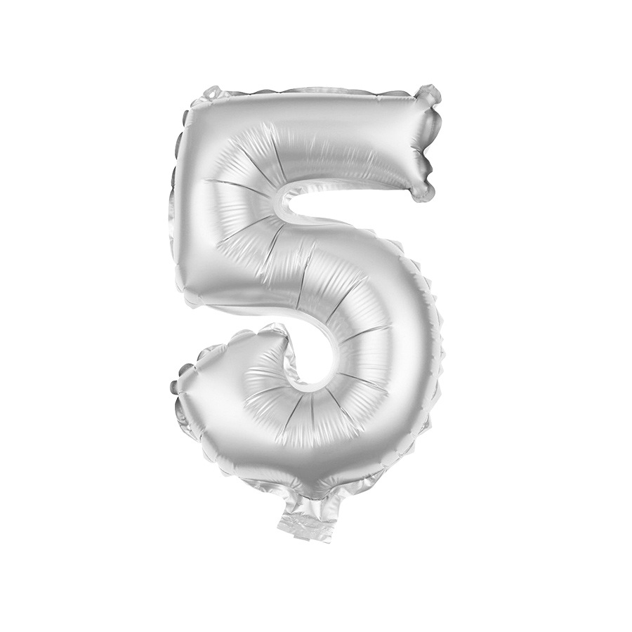 Folienballon Zahl 5 Silber  HEKU