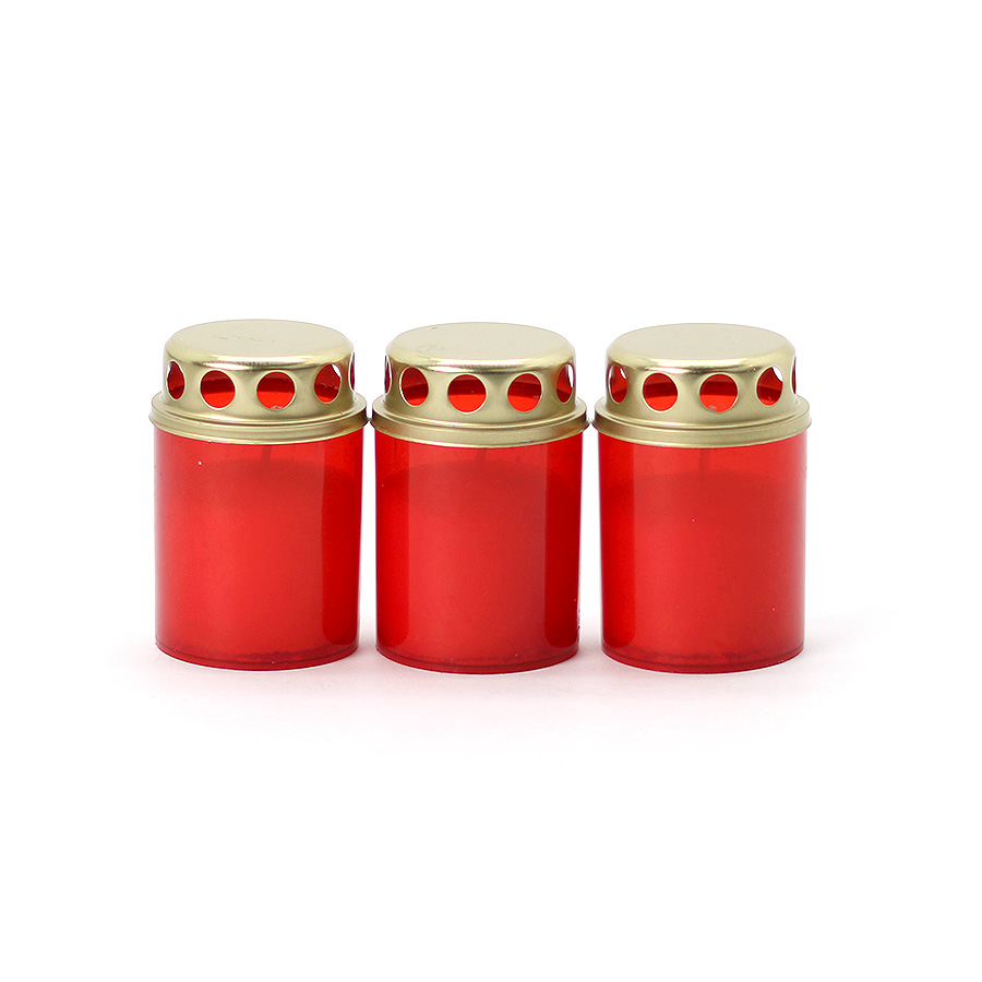Grablicht Stundenbrenner 8cm 3er rot HS