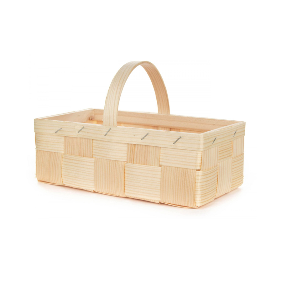 Osterkorb Span 22cm natur  Henkel eckig