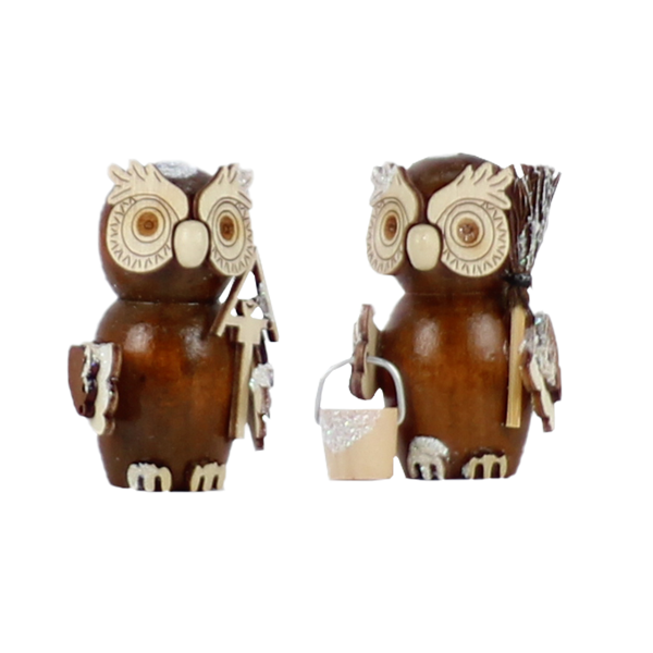 Holz Konfigurator Set Eulen mit Schnee braun