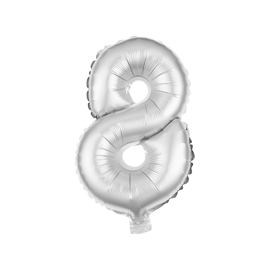 Folienballon Zahl 8 Silber  HEKU