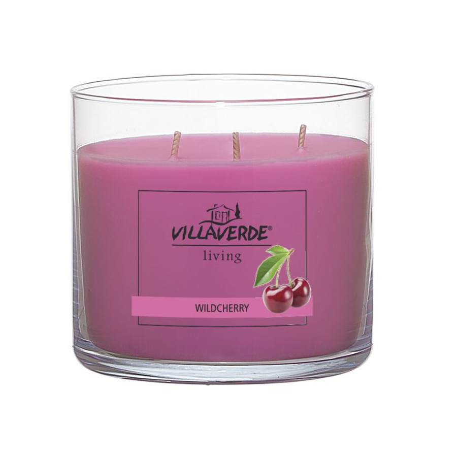 3-Docht Duftkerze im Glas Wildcherry