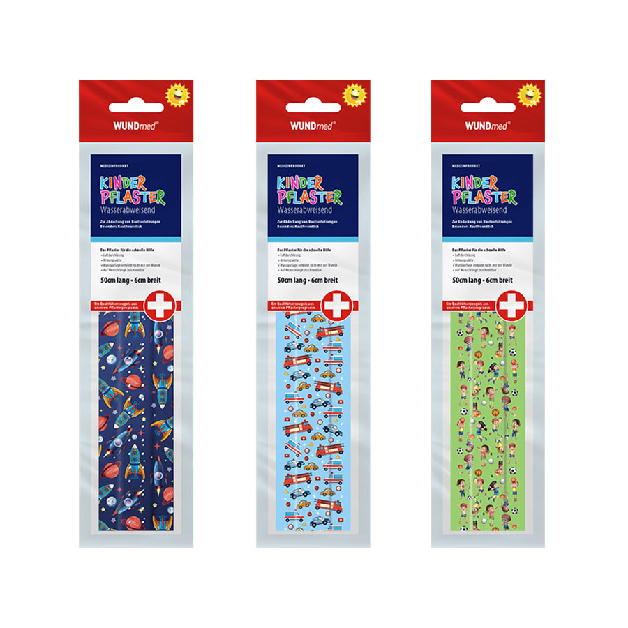 Pflaster Kinder Streifen bunt 0,5mx6cm 3 Motive