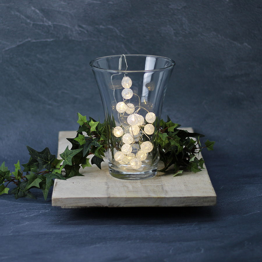 Lichterkette Draht LED 20 Crackingballs warm weiß