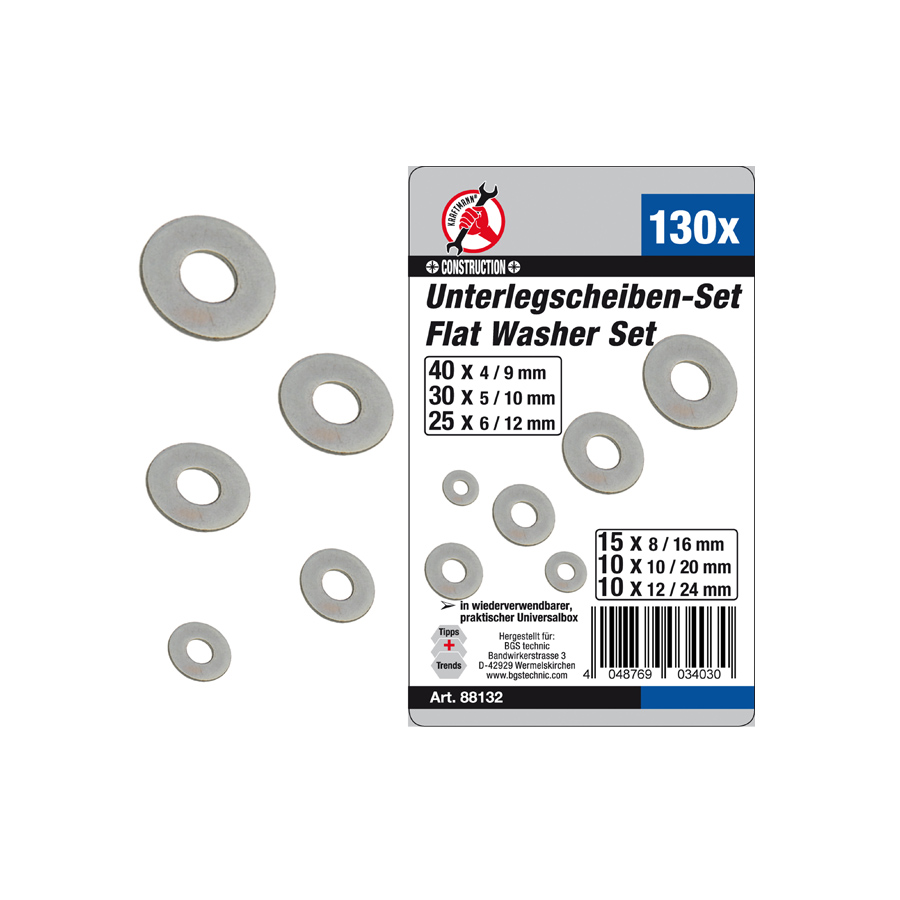 U-Scheiben-Sortiment 130-tlg.