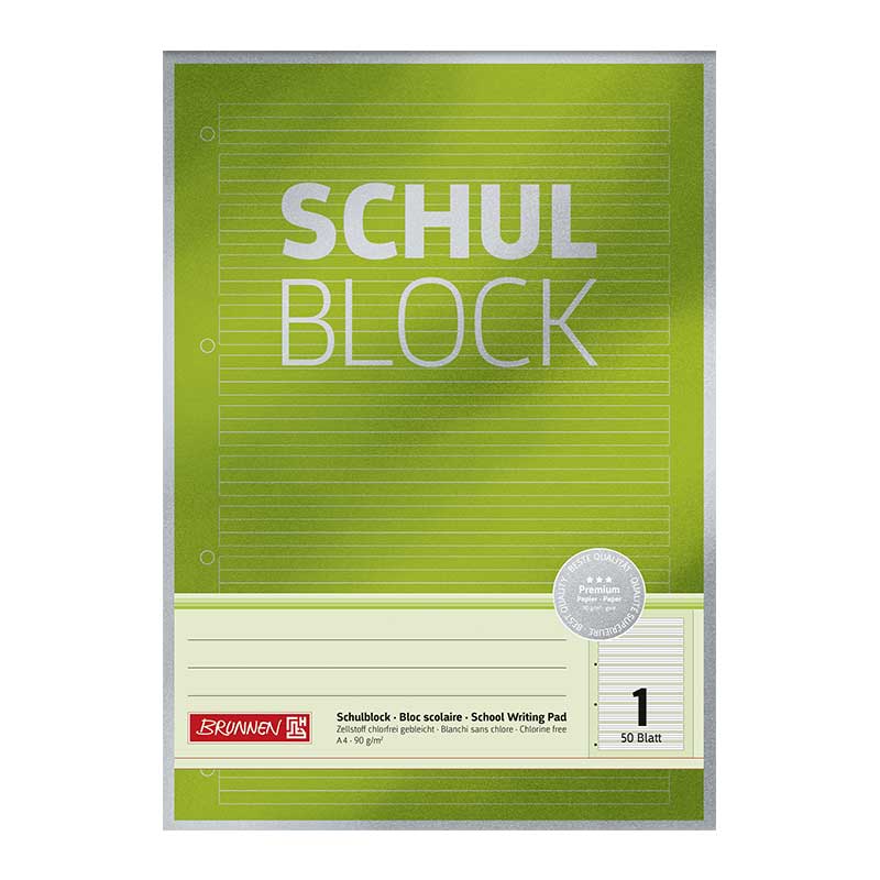 Schulblock A4 Lin1 50Blatt Premiun   Brunnen