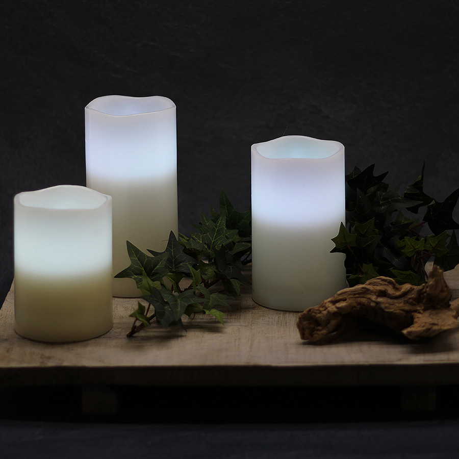 LED Stumpenkerzen 3er Set Multicolor Fernbedienung 