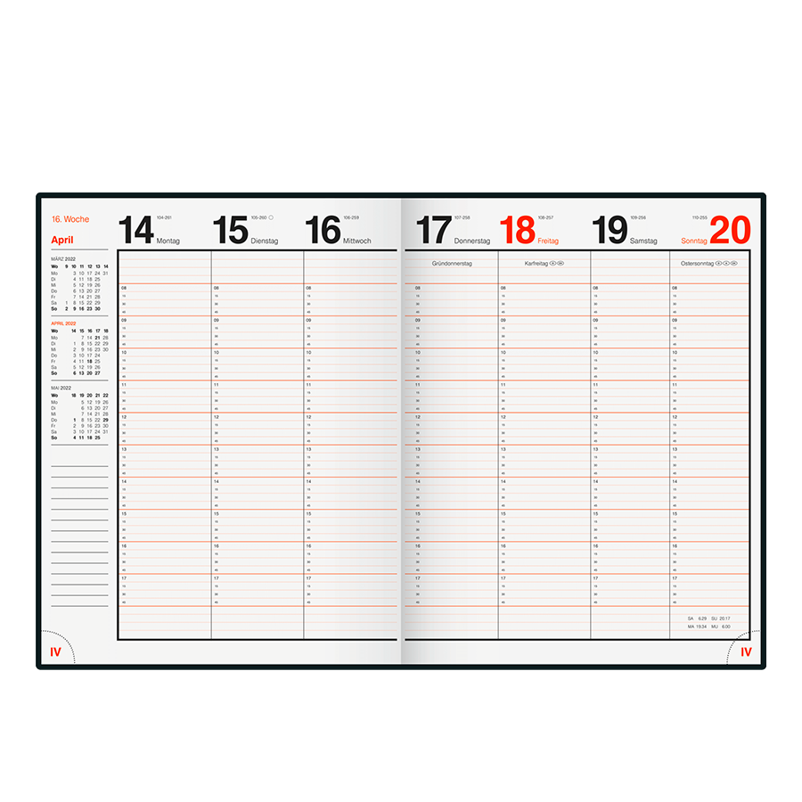 Kalender Buch - Wochenkalender Rido magnum rot
