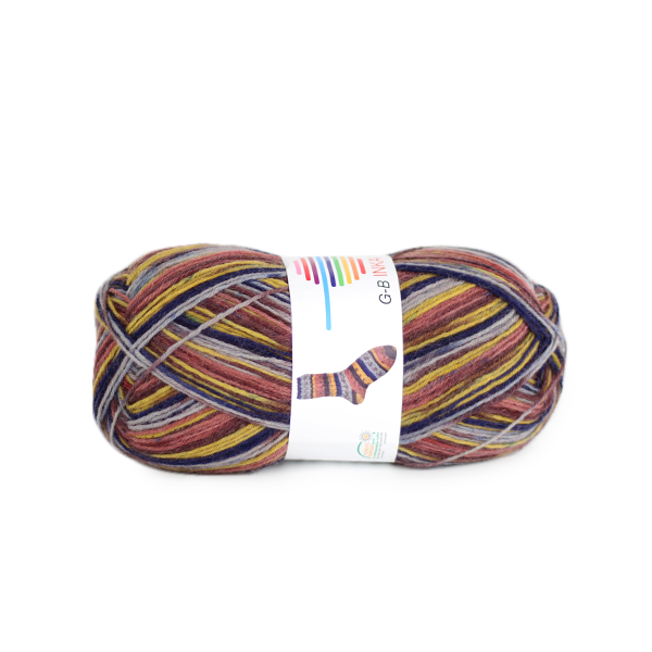 Strickwolle Inka100 blau-braun-gelbtöne 115