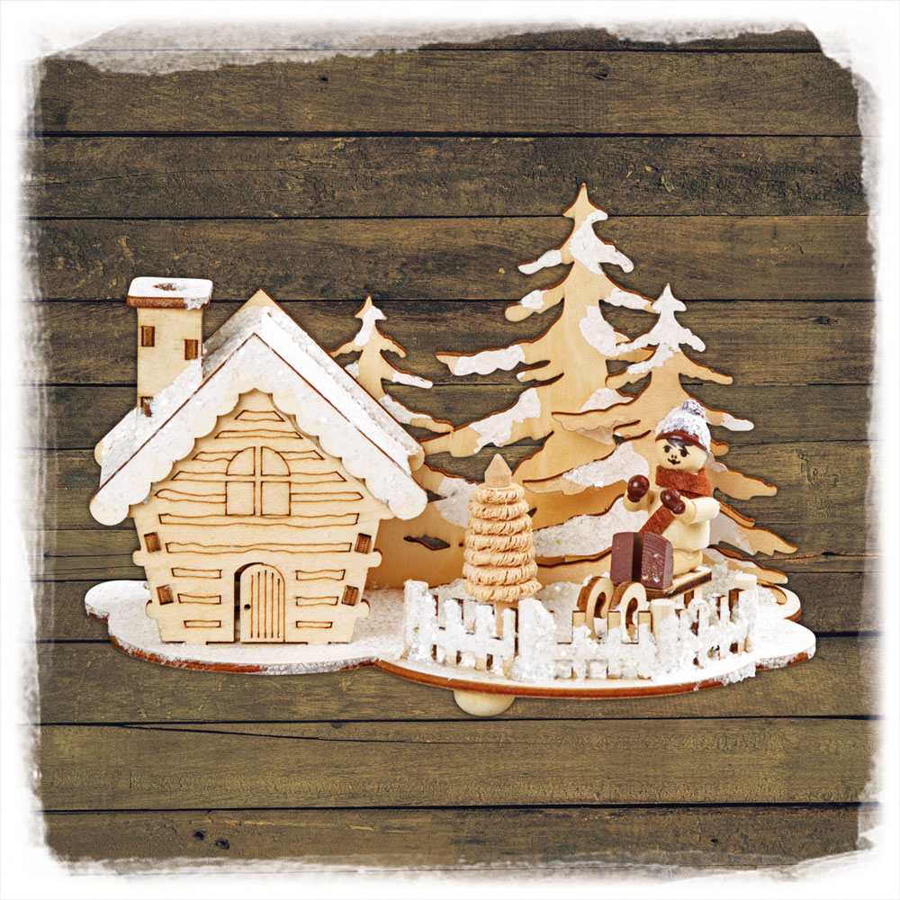 Holz Räucherhaus Winterkinder 4fach Schulte