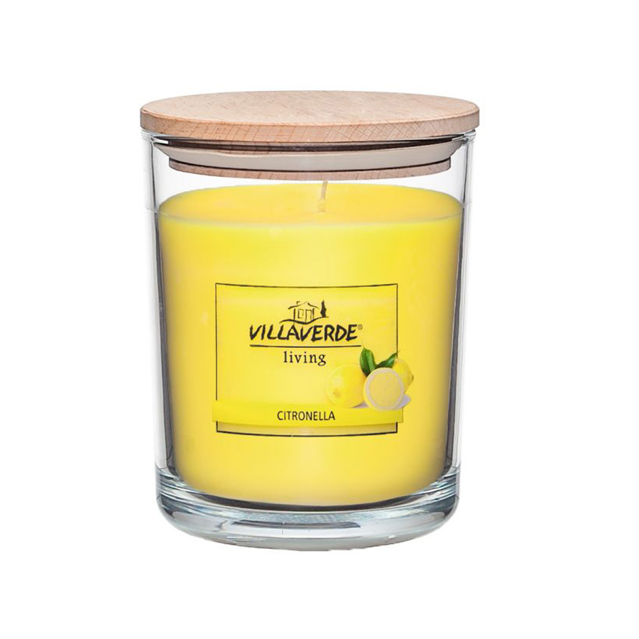 Citronella Duftkerze im Glas mit Holzdeckel Ø10