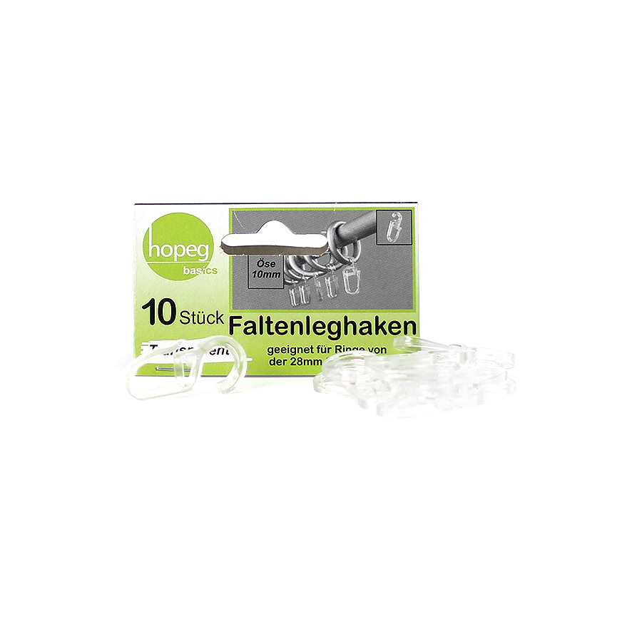 Gardinen Faltenleghaken 10er klar  28mm