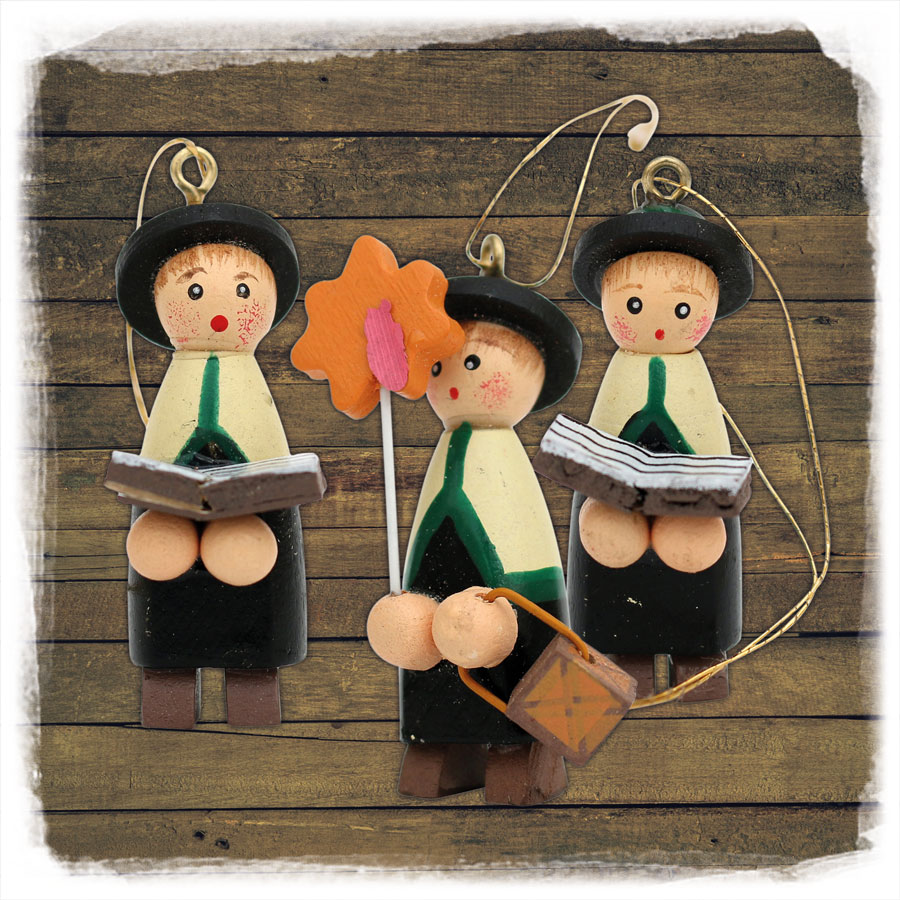 Holz Kurrendefiguren 3er in Spandose Sigro