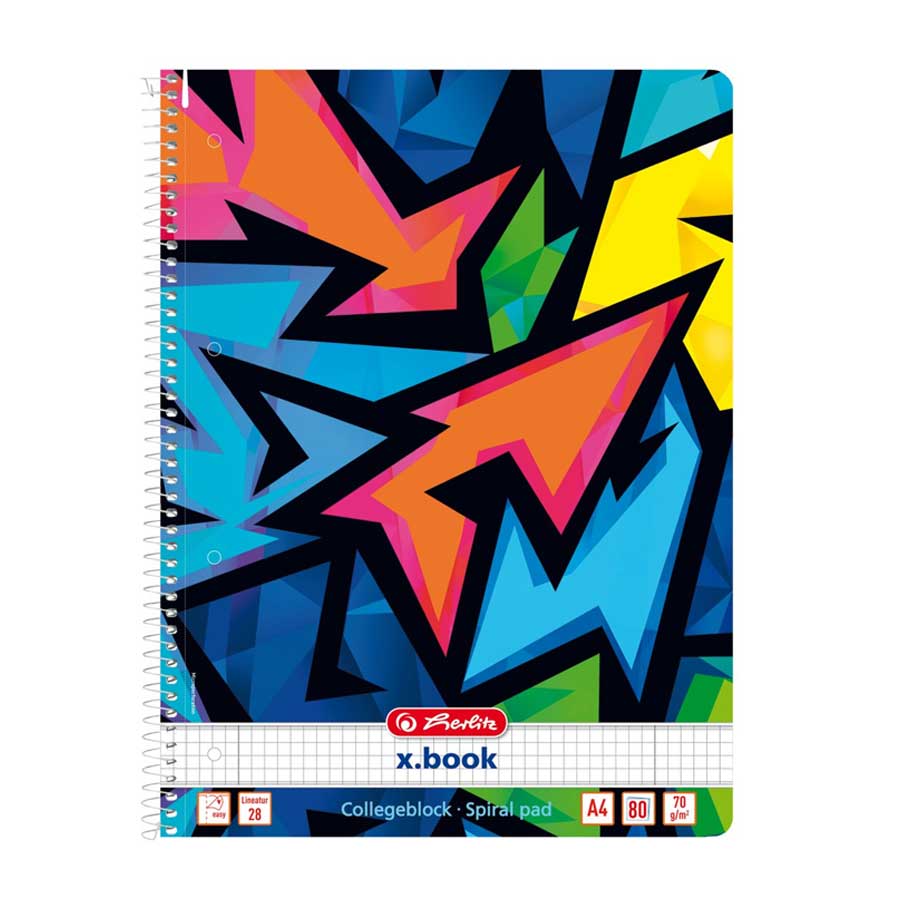 Collegeblock Neon 80 Blatt kariert 28 Rand Herlitz