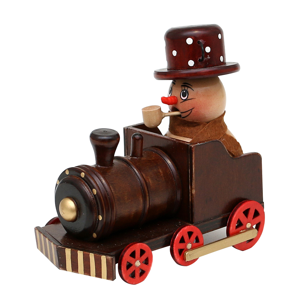 Holz Räucher-Schneemann in Lok Sigro
