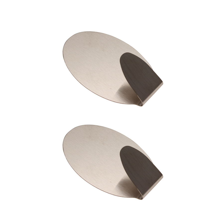 Klebehaken Metall 7x4,5cm oval, 2-tlg.