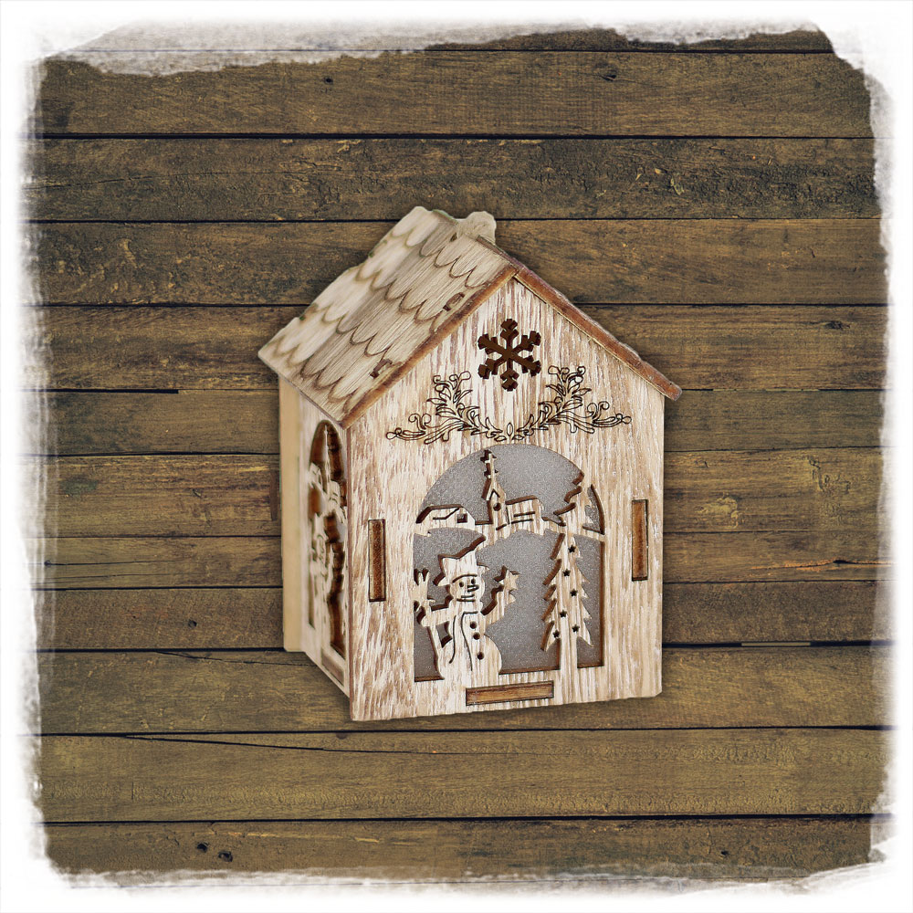 Holzhaus LED 6x6x8cm zum hängen Noor