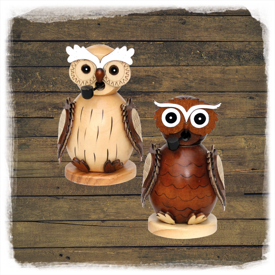 Holz Räucherfig. Eule 11,5cm