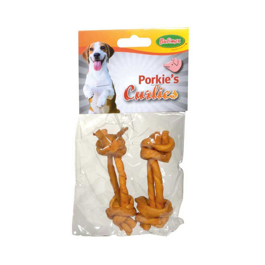 Kauknochen Curlies aus Schweinehaut 2er 10cm