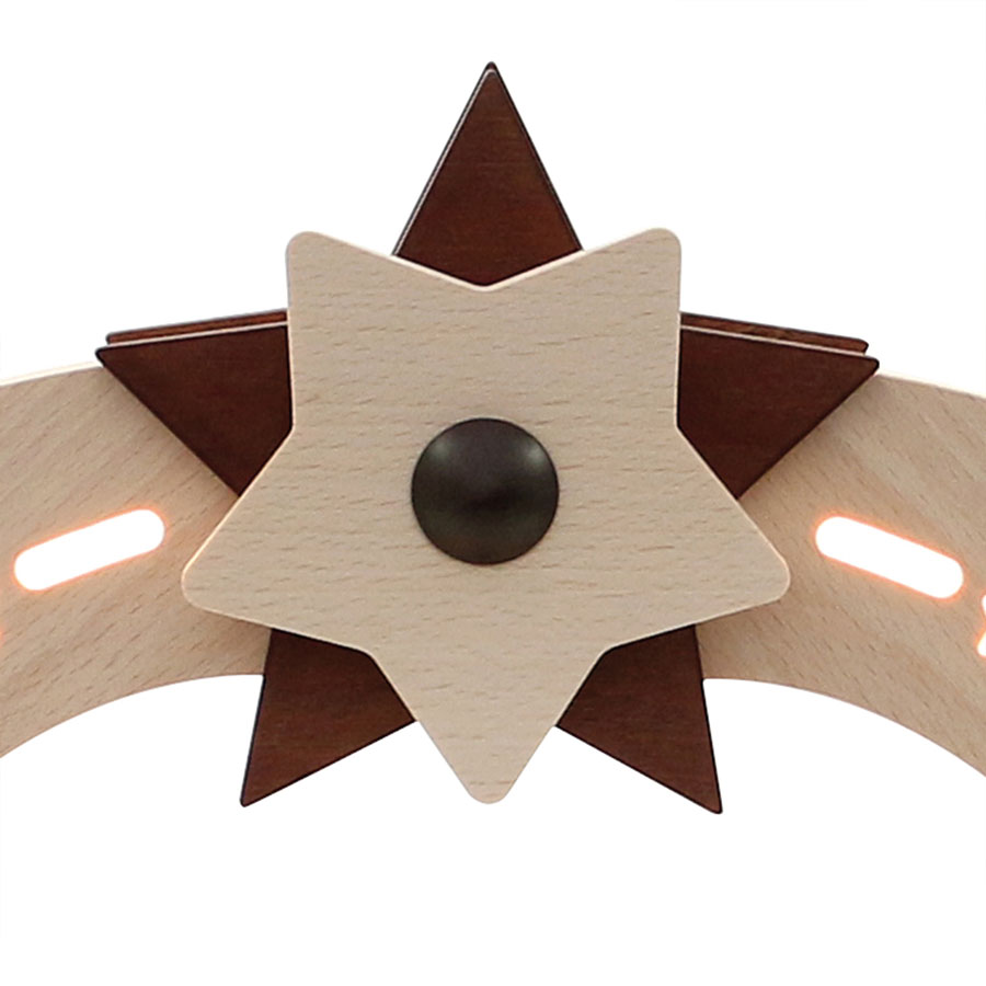 Holz Schwibbogen Seiffener Kirche Häuser LED Sigro